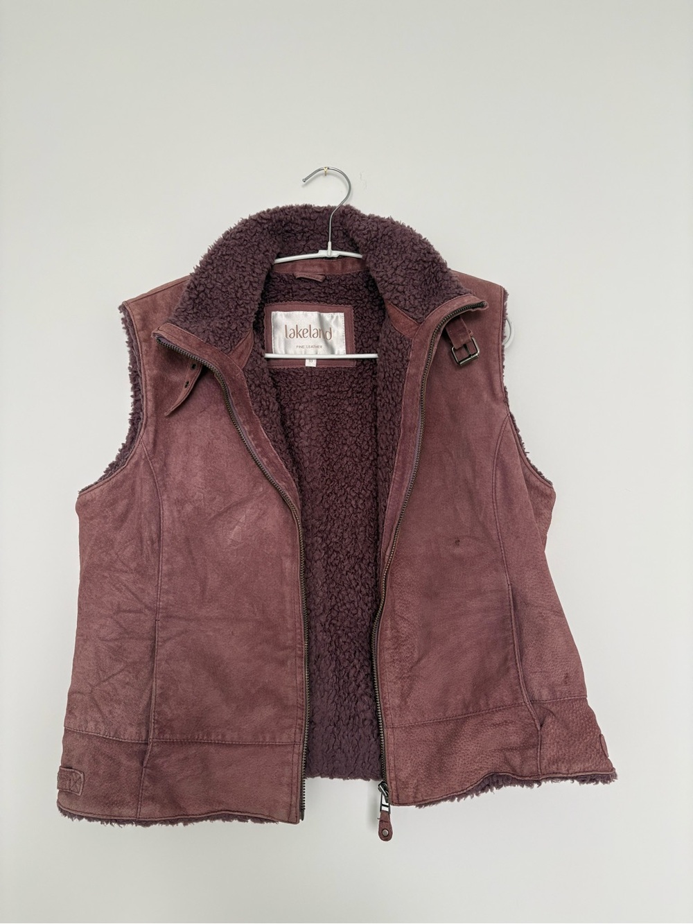 Teen Mauve Shearling-Lined Leather Vest